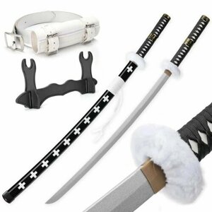 Игрушечное оружие меч, катана из аниме One Piece из бамбука с подставкой и ремнем для меча