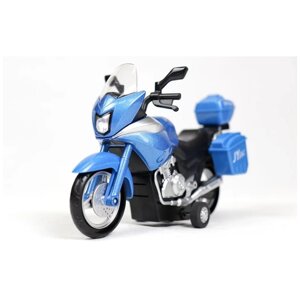 Игрушечный инерционный мотоцикл для детей, синий (со светом и звуком)