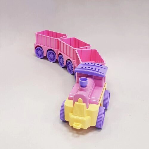 Игрушечный паровозик Вжух в тремя вагончиками пастельные цвета от компании М.Видео - фото 1