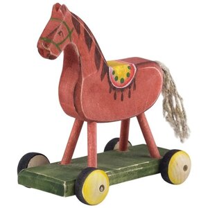 Игрушка деревянная "Лошадка на платформе" ручная работа.