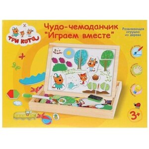 Игрушка деревянная "Три кота" набор с магнитной доской "Чудо-чемоданчик" ТМ Буратино 1019-CATS