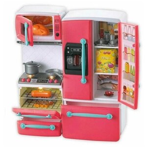 Игрушка детская кухня для кукол Zhorya / игровой набор холодильник со светом и музыкой / бытовая техника для кукольного домика на батарейках, 66096-2