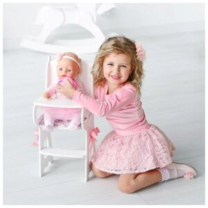 Игрушка детская: столик для кормления с мягким сидением, коллекция "Diamond princess" белый