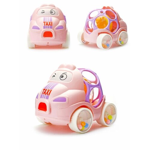 Игрушка для малышей погремушка Машинка розовое Такси от компании М.Видео - фото 1