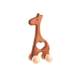 Игрушка каталка на веревочке деревянная "Жирафик"