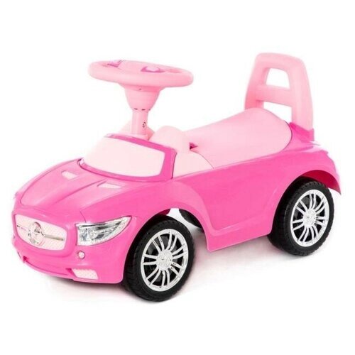 Игрушка-каталка полесье автомобиль "SuperCar" №1 со звуковым сигналом (розовая) от компании М.Видео - фото 1