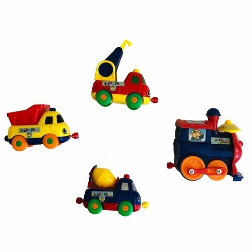 Игрушка паровозик с тремя машинками на магнитах / Паровоз на батарейках / Железная дорога от компании М.Видео - фото 1