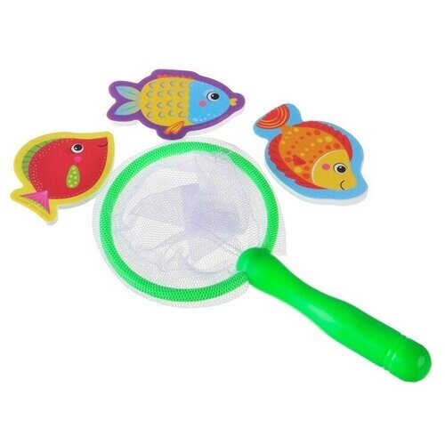 Игрушка - рыбалка для игры в ванной "Рыбы", 3 игрушки - сачок