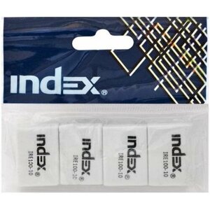 Index IRE100-10 Набор ластиков (резинок стирательных) 26 х 18 х 8 мм, белых, 4 шт index
