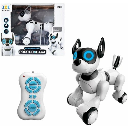Интерактивная игрушка JZL Робот-собака 25,5 см, русская озвучка, световые эффекты, на аккумуляторе, 15 мелодий, 10 сказок от компании М.Видео - фото 1