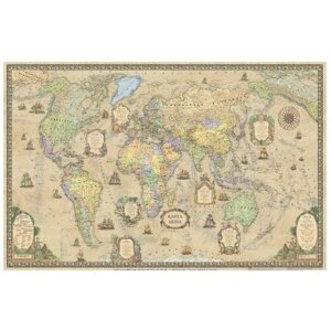 Интерактивная карта мира. 1:25М. 124х75 см. Ретро"Мелованная бумага. Диэмби.