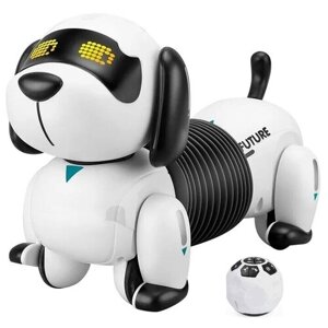 Интерактивная радиоуправляемая собака-робот Такса на пульте управления, ZYA-A2949 Zhorya, растягивается, изгибы корпуса, играет в прятки, 3 песни, 2