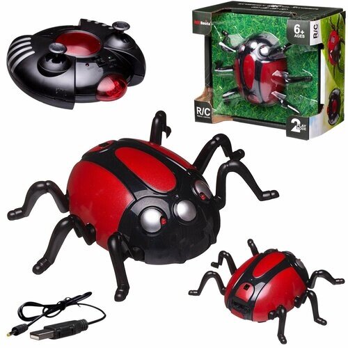 Интерактивные насекомые Жук, ползает по стенам, красный, ИК управление, с зарядным устройством - Junfa Toys [WD-11129/красный] от компании М.Видео - фото 1