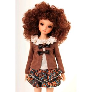 Iplehouse Wig IHW_SS063 (Кудрявый парик средней длины цвет коричневый размер 15-18 см для кукол Иплхаус)