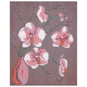 Искусственный шелк с рисунком для бисера ALISENA Орхидеи, 19*24cм
