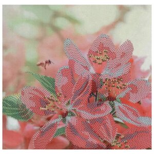Искусственный шелк с рисунком для бисера ALISENA Весенний цвет, 22,5*19,5см