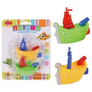 Junfa Toys Игрушка для ванной заводная "Кораблики Потеша" желтый и зеленый 2шт в уп.