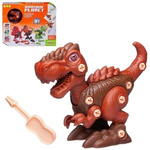 Junfa Toys Конструктор Динозаврик в наборе с отверткой, коричневый