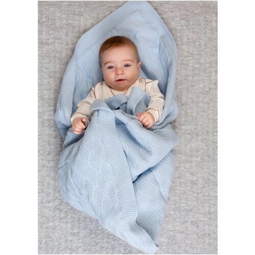 К023-15 Одеяло - плед для новорожденного цвет голубой ромб от компании М.Видео - фото 1