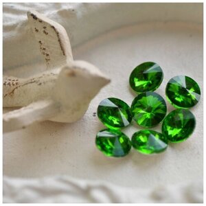 Кабошон стекло Риволи 10 шт цвет Emerald (травяной зеленый), 14х7 мм