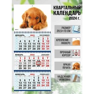 Календарь квартальный настенный 2024 г. Собачка