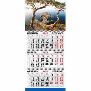 Календарь настенный 3-х блочный Трио Стандарт, 2024, 295х710, Молч воды К122