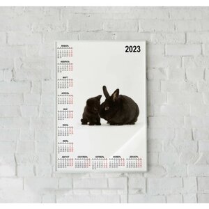 Календарь настенный для офиса 2023. серия "Животные", принт "Кролики, котики", 600х850 мм