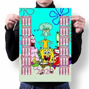 Календарь настенный на 2020 год Губка Боб, SpongeBob №18, А3