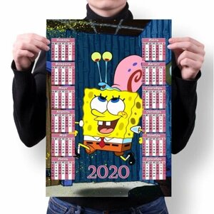 Календарь настенный на 2020 год Губка Боб, SpongeBob №5, А3