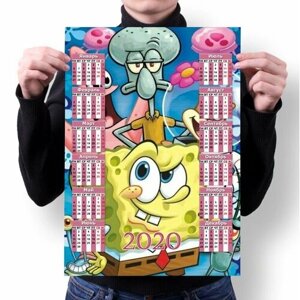 Календарь настенный на 2020 год Губка Боб, SpongeBob №7, А3