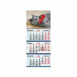 Календари квартальные КТ (в упаковке) Кошки КТ-24-182