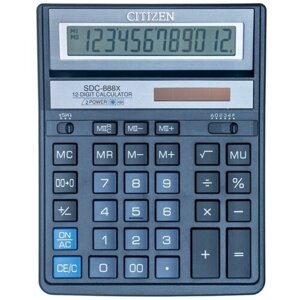 Калькулятор настольный Citizen SDC-888XBL, 12 разр, двойное питание, 158*203*31мм, синий