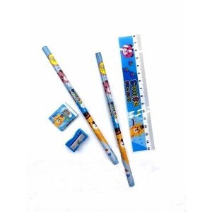 Канцелярский набор для мальчика / набор для школьника, первоклассника / в комплекте два карандаша, ластик, линейка и точилка.