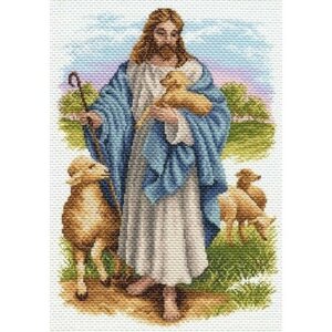 Канва для вышивания нитками "Иисус с барашком" 27*39 см