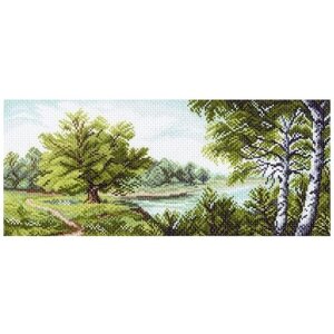 Канва для вышивания с рисунком Матрёнин Посад На берегу Волги 1069, зелeный 24 х 47 см