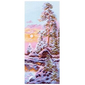 Канва для вышивания с рисунком Матрёнин Посад Зимнее утро 1205, розовый/белый 16 х 38 см