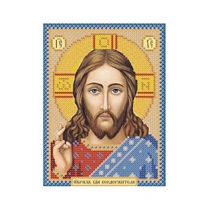 Канва для вышивания с рисунком NOVA SLOBODA Христос БИС-5001, многоцветный 13 х 17 см