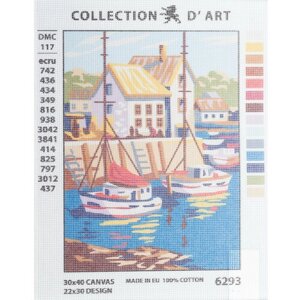 Канва с рисунком COLLECTION D*ART Рыбацкий поселок, 22*30см