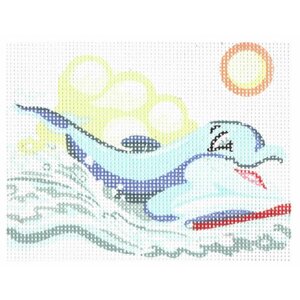 Канва с рисунком COLLECTION D*ART Смелый дельфин, 14*18см