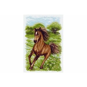 Канва с рисунком матренин посад Пейзаж с лошадью, 28*37см, 1шт