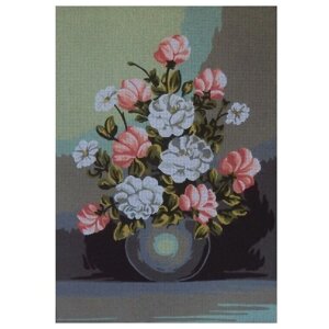 Канва жесткая с рисунком Бело-розовый букет 60 x 45 см * GOBELIN L. DIAMANT 14.849