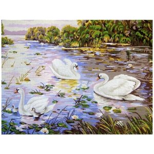 Канва жесткая с рисунком Лебеди 50 x 60 см GOBELIN L. DIAMANT 14.820