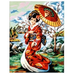 Канва жесткая с рисунком Японская девушка с зонтиком 60 х 75 см GOBELIN L. DIAMANT 10.520