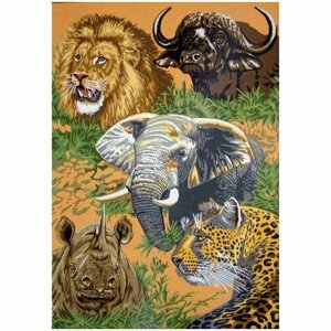 Канва жесткая с рисунком - Животные Африки, 60 x 80 см, 1 шт
