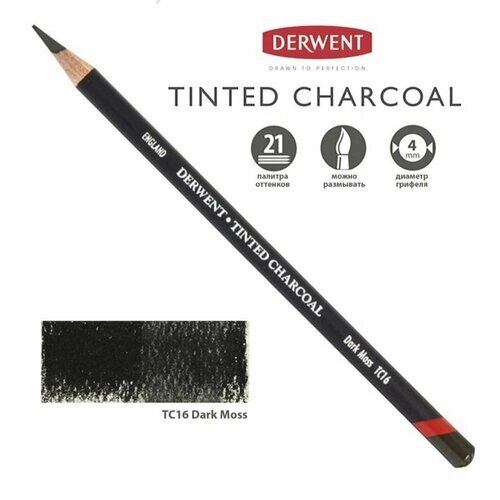 Карандаш угольный Derwent "Tinted Charcoal" TC16 Dark Moss (Зеленый мох) от компании М.Видео - фото 1