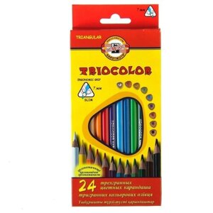 Карандаши 24 цвета, Koh-I-Noor 3134 TRIOCOLOR, картонная упаковка, европодвес Koh-I-Noor Udiscount
