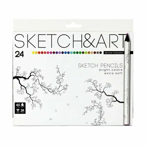 Карандаши 24 цвета SKETCH&ART, утолщённые 4 мм от компании М.Видео - фото 1