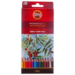 Карандаши цветные акварельные художественные KOH-I-NOOR "Mondeluz", 12 цветов (3716012001KSRU)