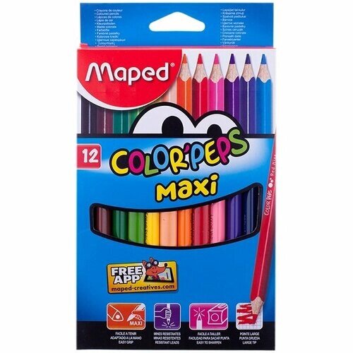 Карандаши цветные ColorPeps. Maxi 12цв. трехгр, утолщенные от компании М.Видео - фото 1