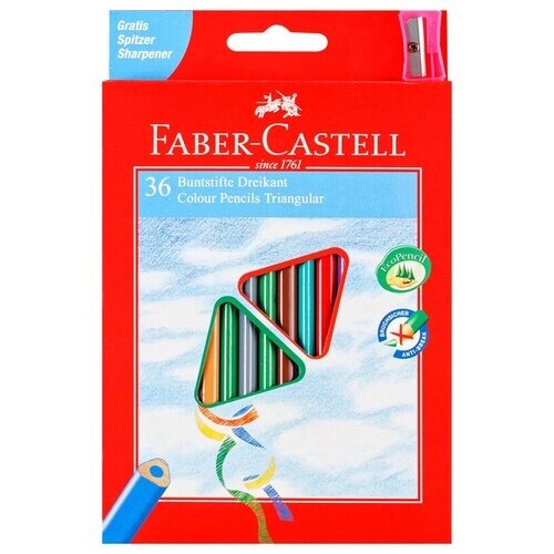 Карандаши цветные Faber-Castell "Ecopen" 36цв, трехгран, заточен, картон, европодвес, с точилкой от компании М.Видео - фото 1